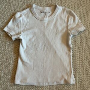 Abercrombie & Fitch Soft A&F Essentials Ribbed White Short Sleeve Baby Tee XS